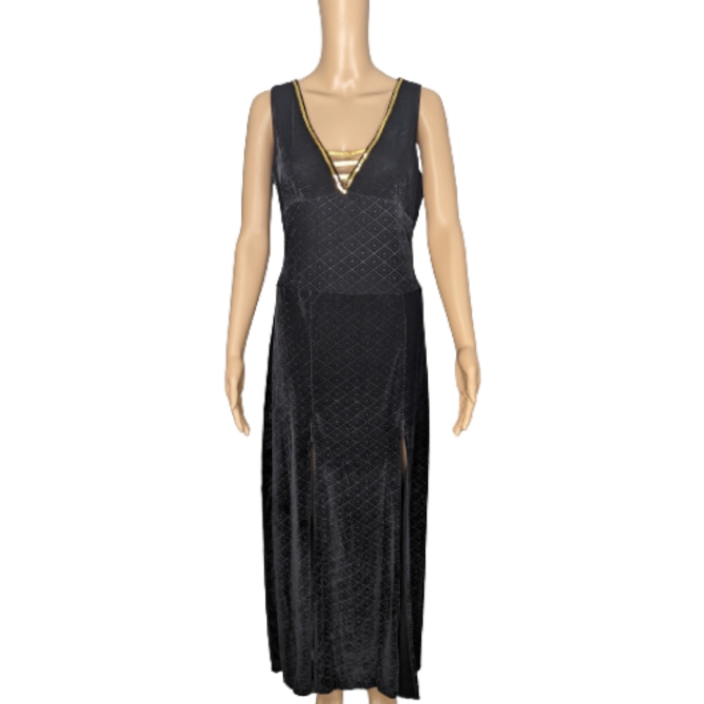 Spirit Halloween Black with Gold Sequins Costume Dress M